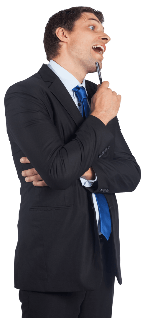 Transparent Businessman Contemplating in Suit Vector
