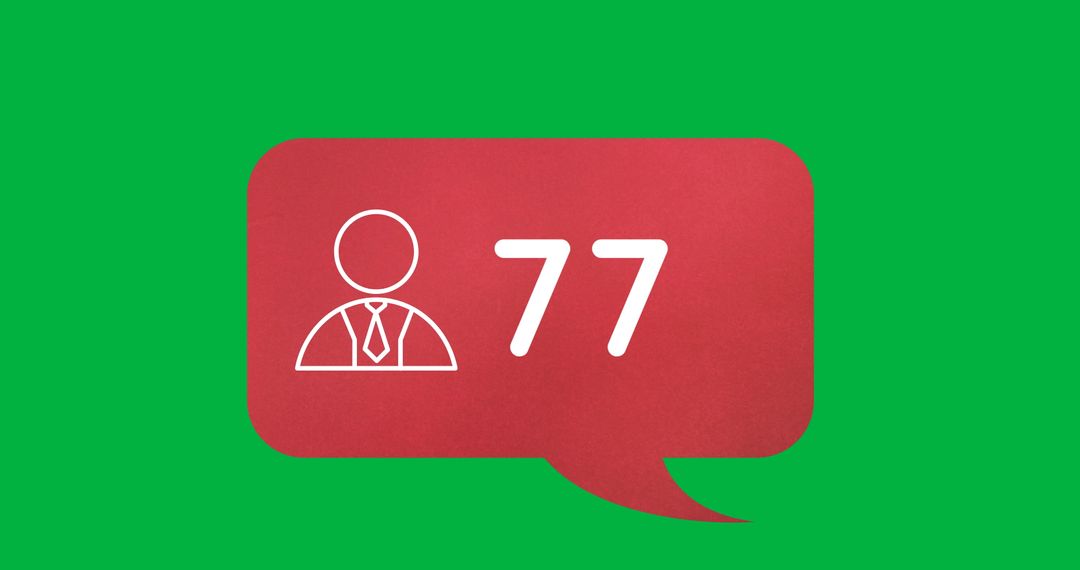 Rising Follower Count in Red Speech Bubble on Green Backdrop