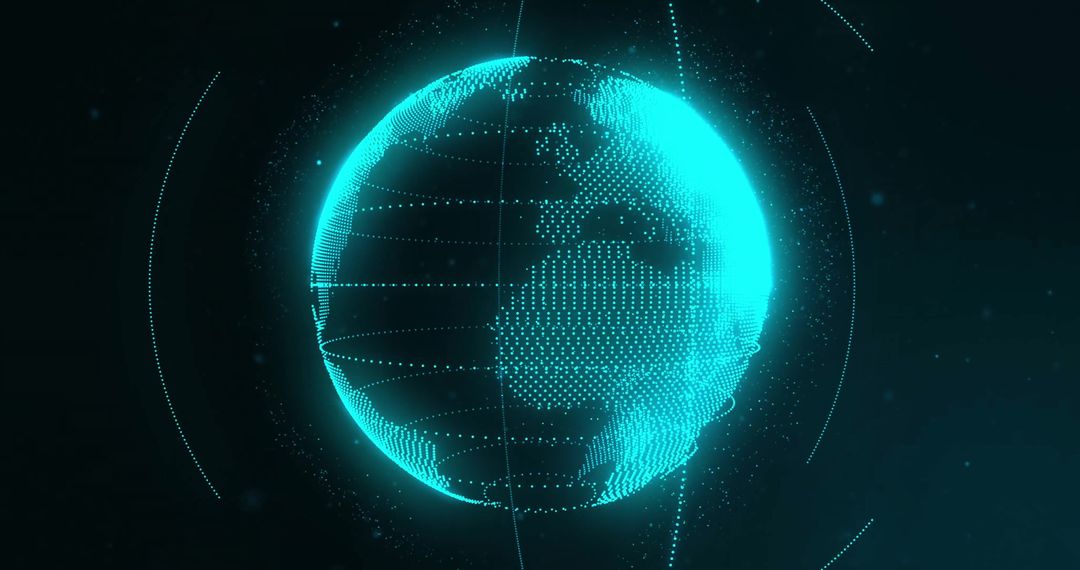 Futuristic Digital Globe with Glowing Connectivity Matrix