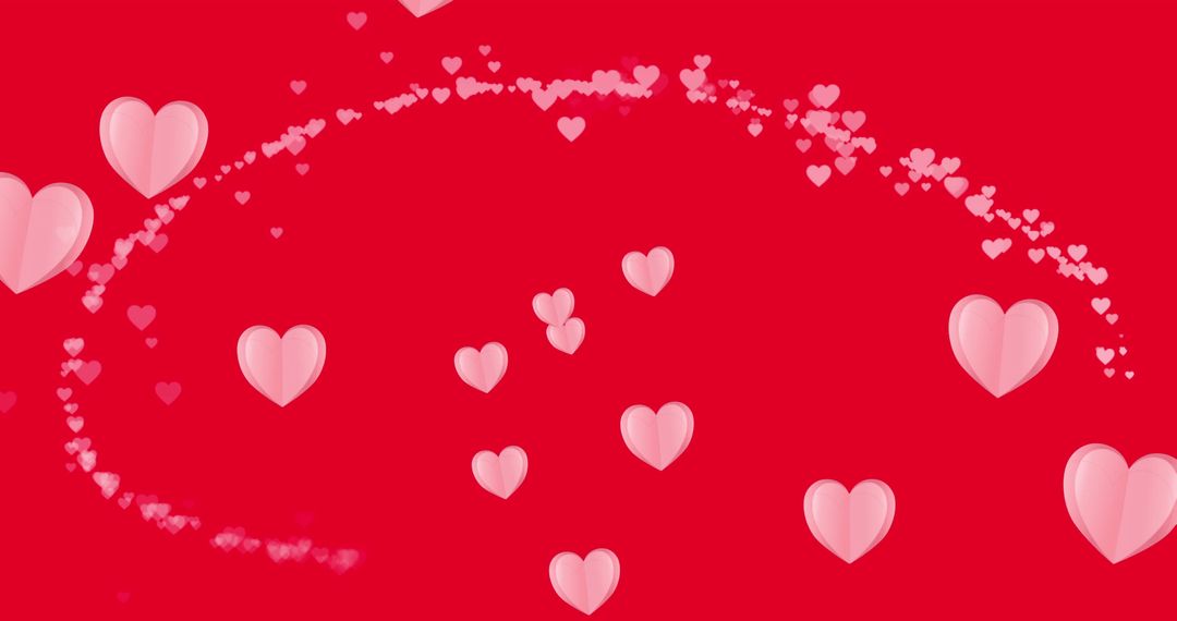 Floating Pink Hearts on Red Background for Valentine's Day - Free Images, Stock Photos and Pictures on Pikwizard.com