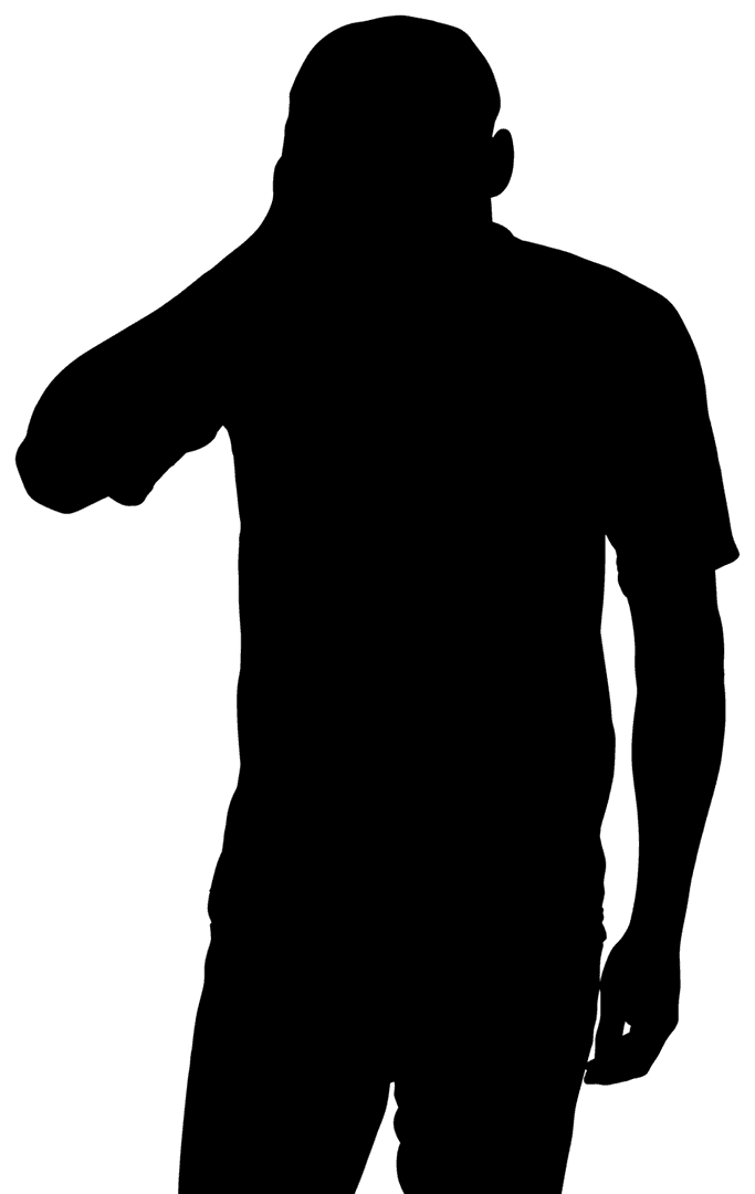 Silhouette of Man Holding Head in Transparent Raster Style