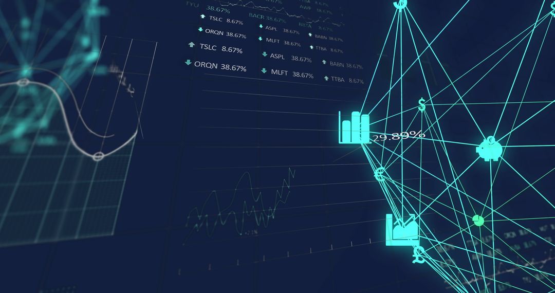 Futuristic Digital Network Over Global Market Data