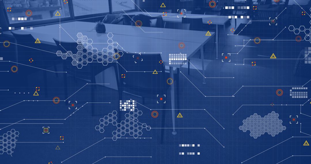 Office Space with Digital Financial Data Overlay