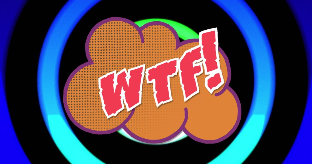 Colorful WTF Comic Style Expression on Digital Background