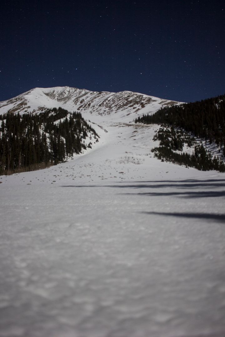 Snowy Mountain Landscape Under Starry Night Sky - Free Images, Stock Photos and Pictures on Pikwizard.com