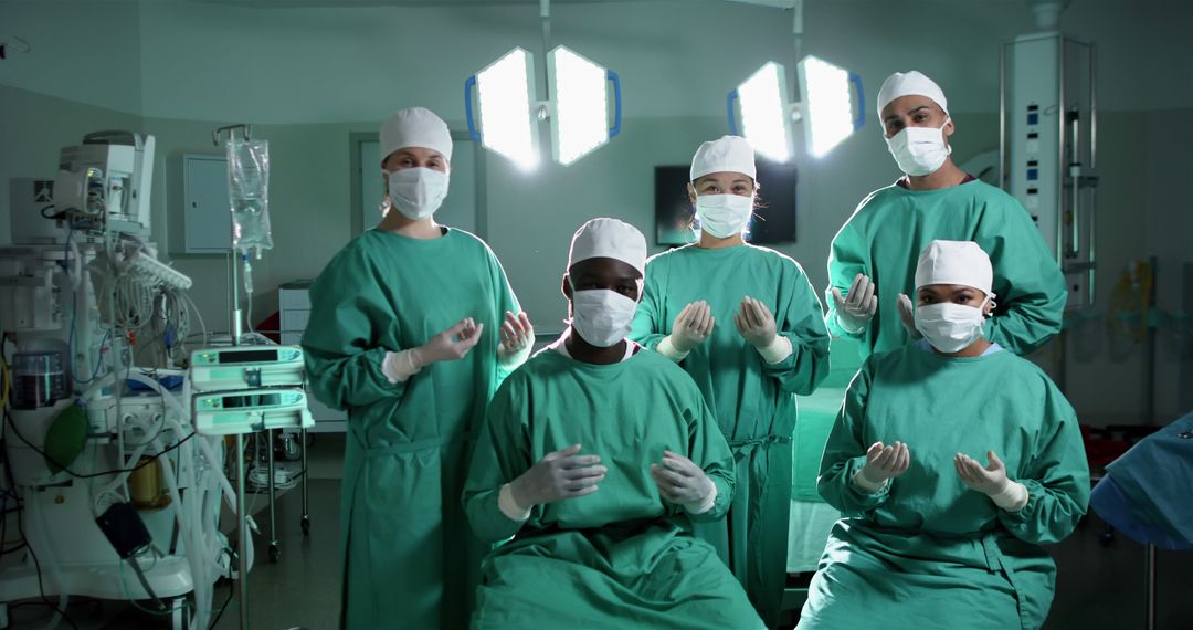 Diverse Surgical Team Posing in Operating Room - Free Images, Stock Photos and Pictures on Pikwizard.com