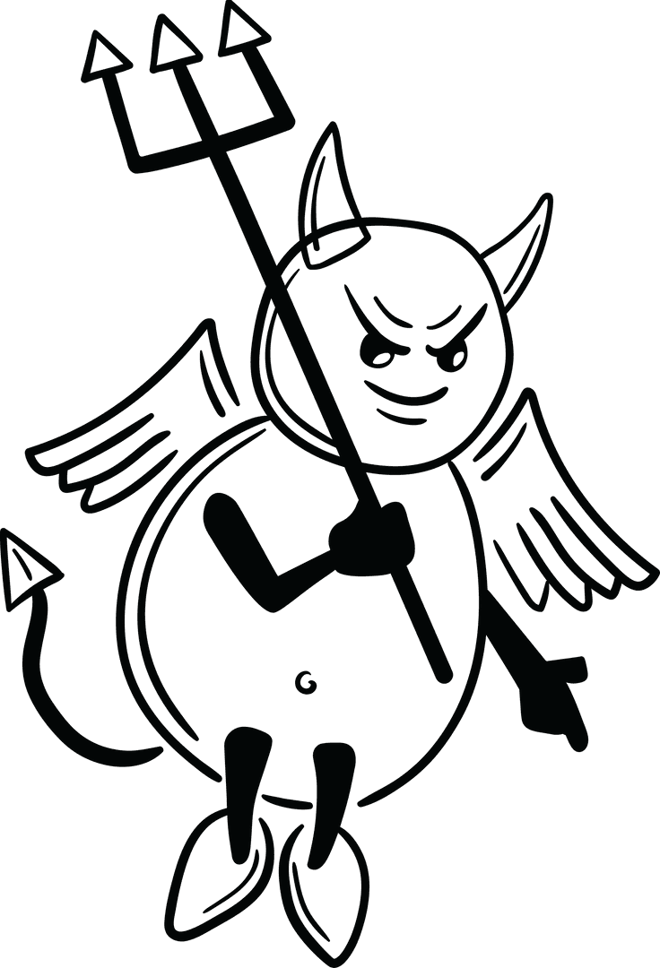 Transparent Devil Drawing Holding Pitchfork With Intimidating Expression - Download Free Stock Images Pikwizard.com