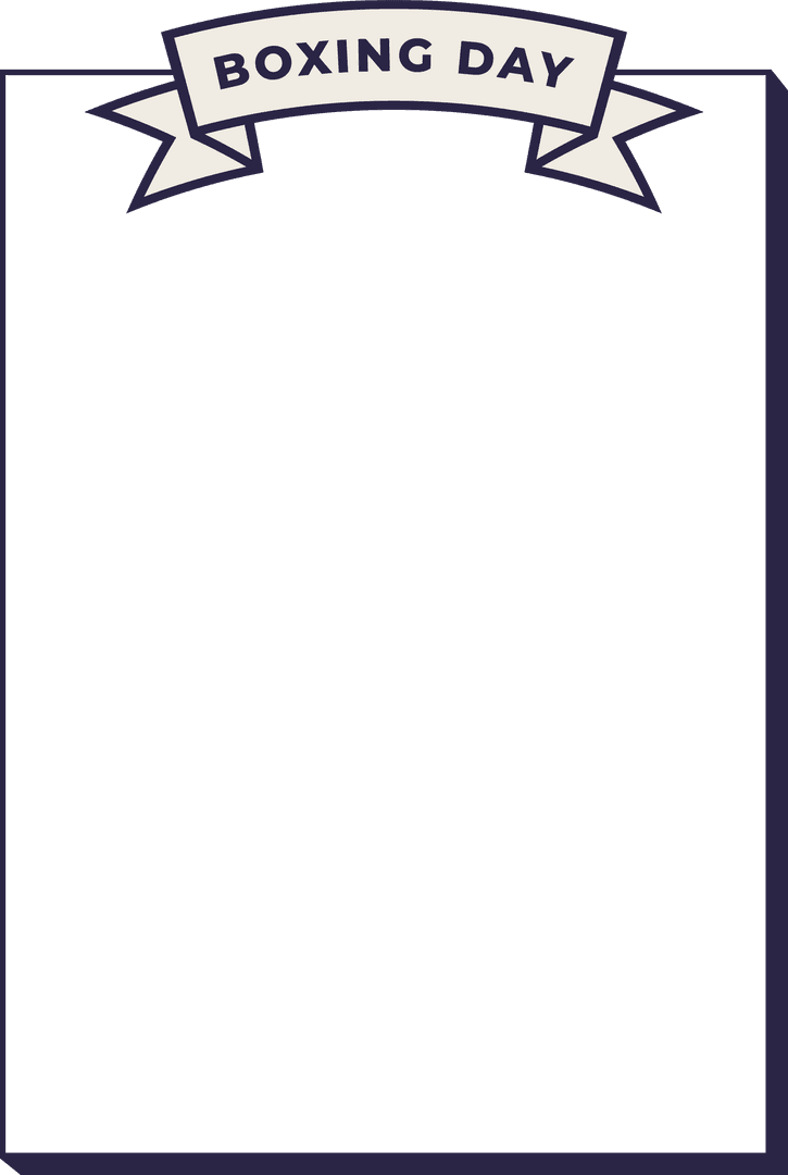 Flat Boxing Day Transparent Template with Ribbon and Blue Frame