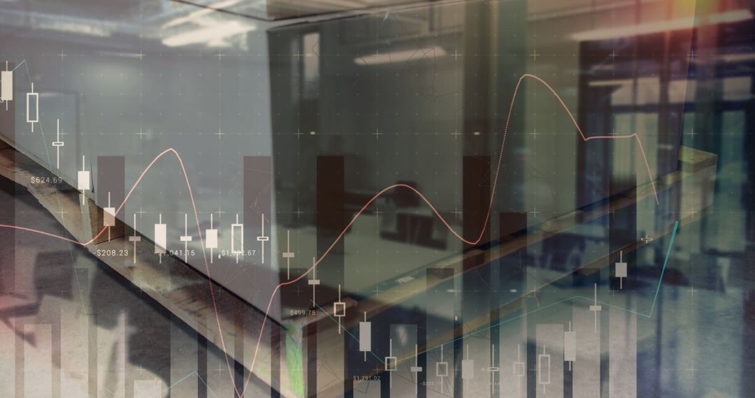 Global Business Chart and Modern Office Overlay