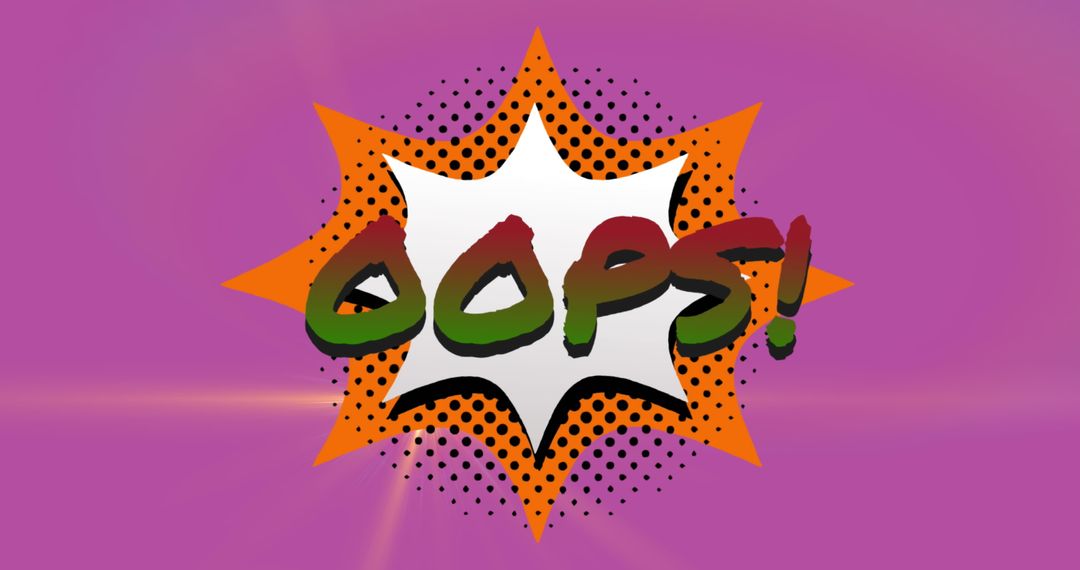 Retro Comic Style Oops Text with Starburst Background