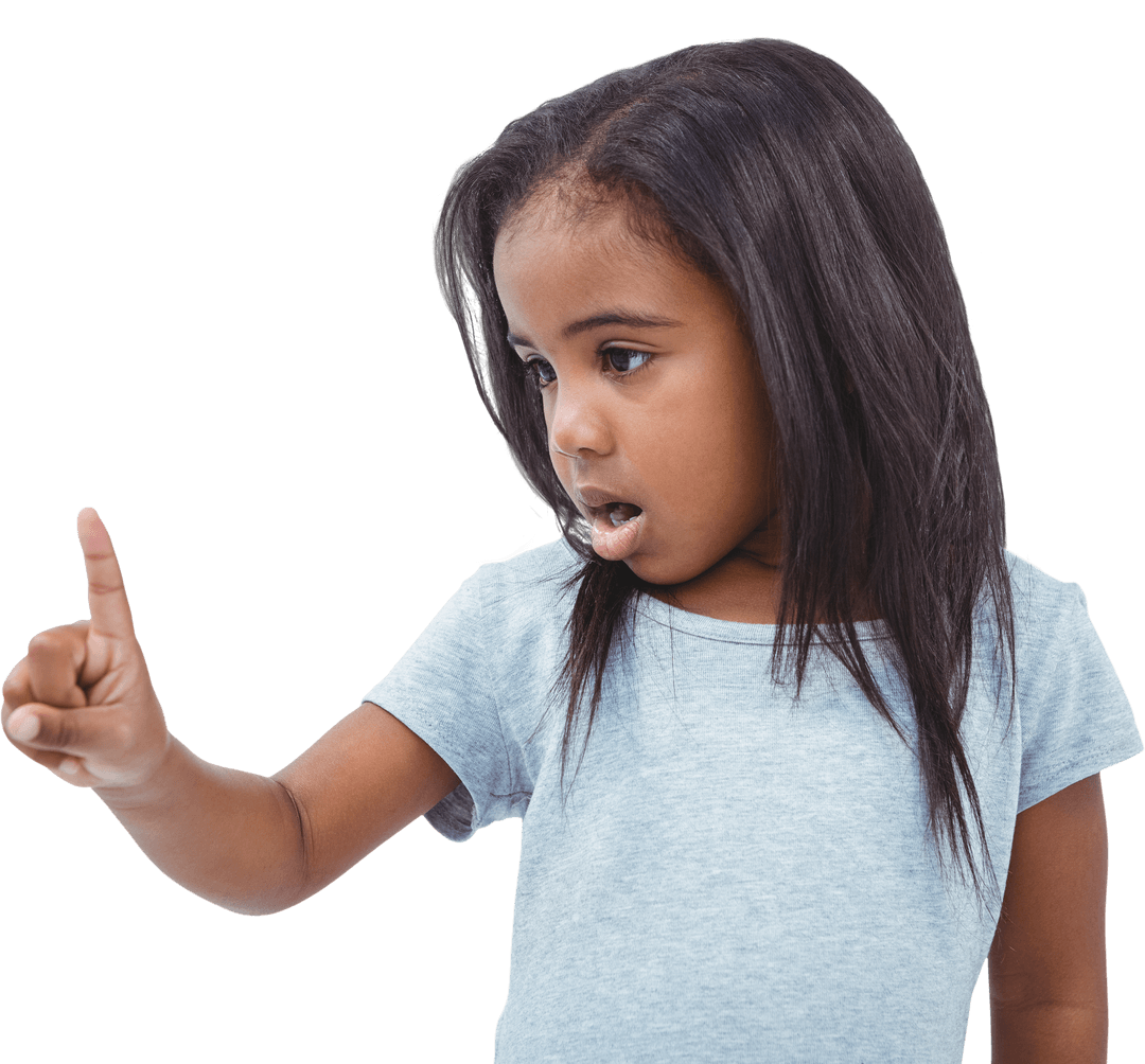Young Girl Gesturing No with Transparent Background