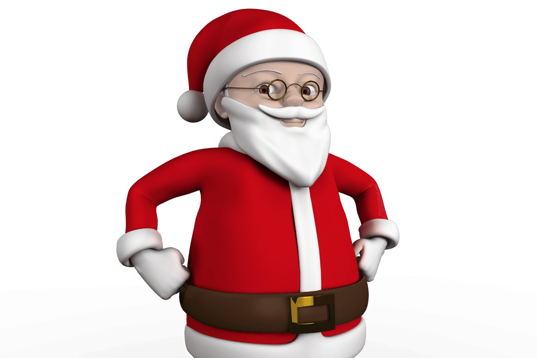 Transparent Background Jolly Cartoon Santa for Festive Design