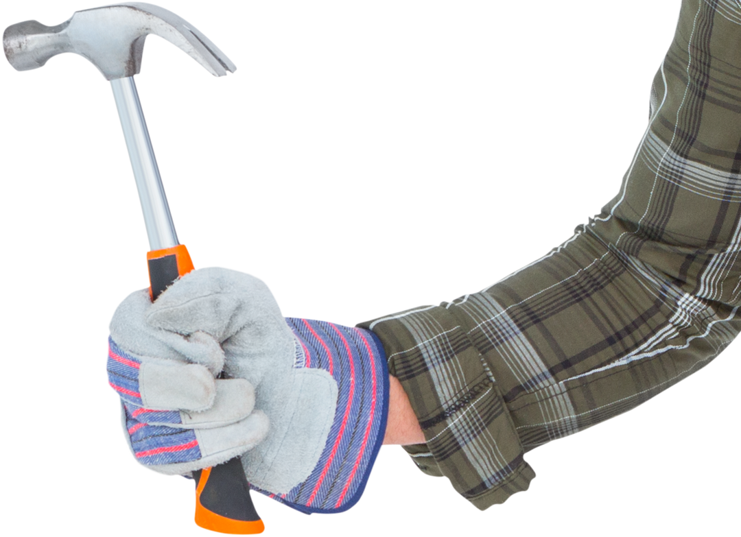 Hand Holding Hammer with Glove on Transparent Background for DIY Projects - Download Free Stock Images Pikwizard.com