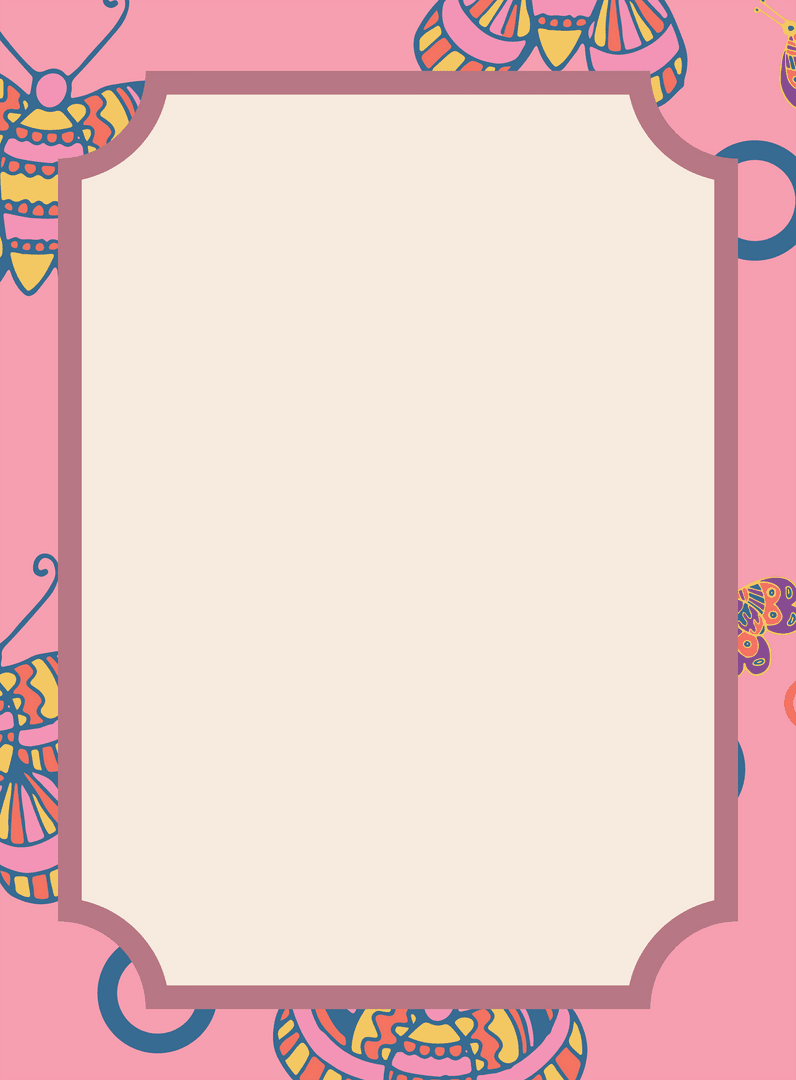 Elegant Pink Butterfly Frame with Transparent Design Background
