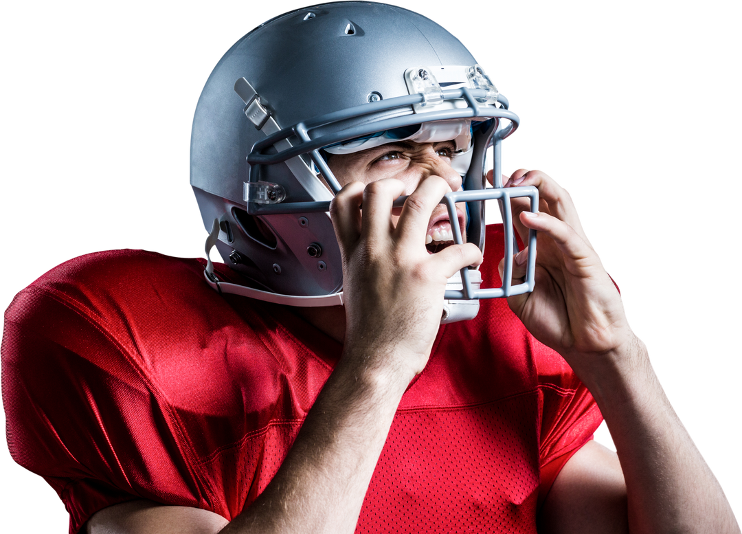 Aggressive American Football Player Holding Helmet on Transparent Background - Download Free Stock Images Pikwizard.com