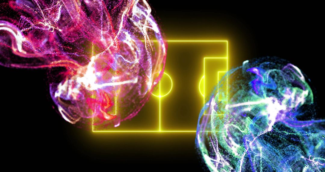 Neon Stadium with Abstract Energies and Digital Patterns