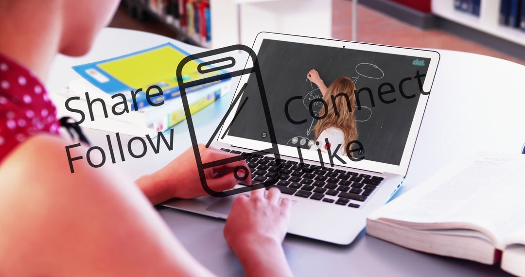 Online Learning Concept with Virtual Classroom and Media Icons