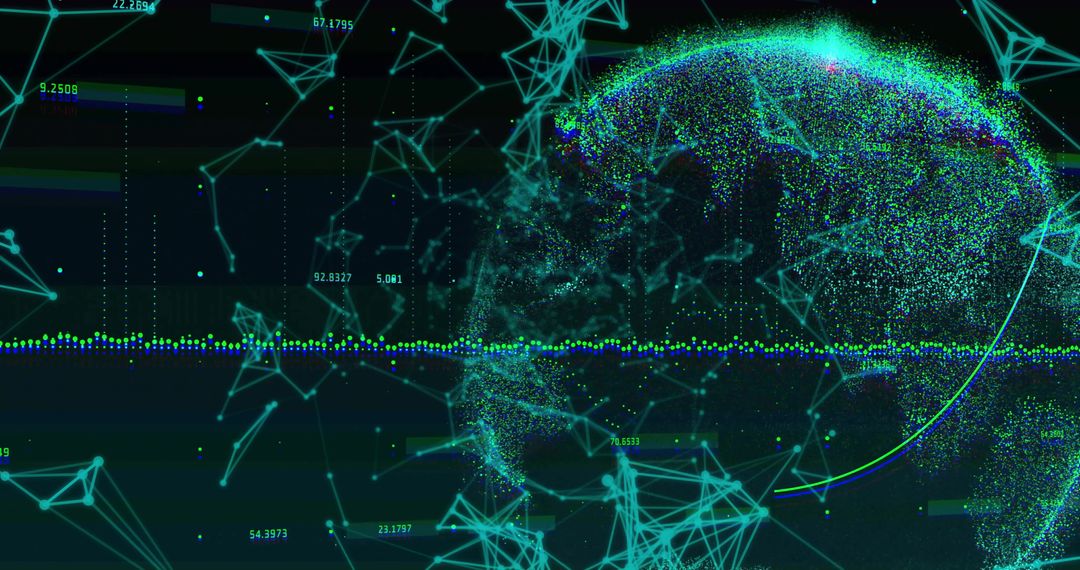 Futuristic Network Globe with Data Nodes in Digital Space