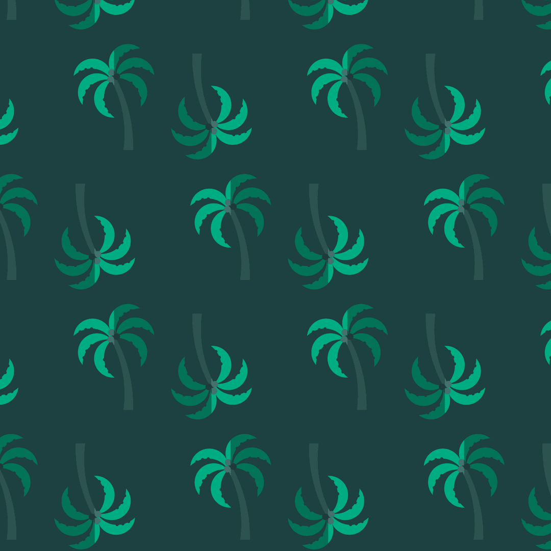 Pattern of Green Coconut Trees on Transparent Background