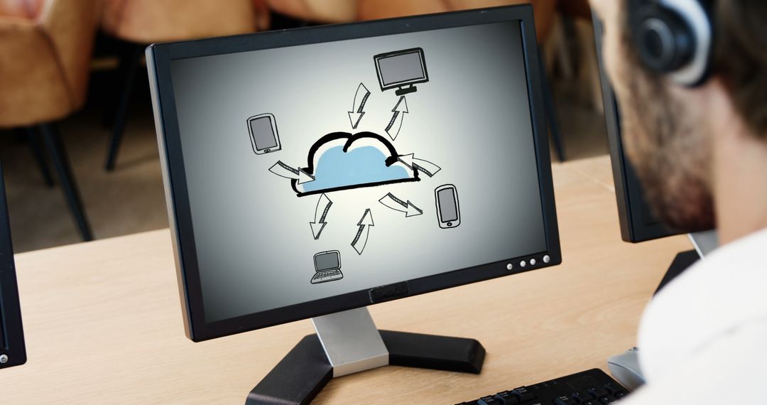 Person Using Computer Displaying Cloud Connectivity Concept - Free Images, Stock Photos and Pictures on Pikwizard.com