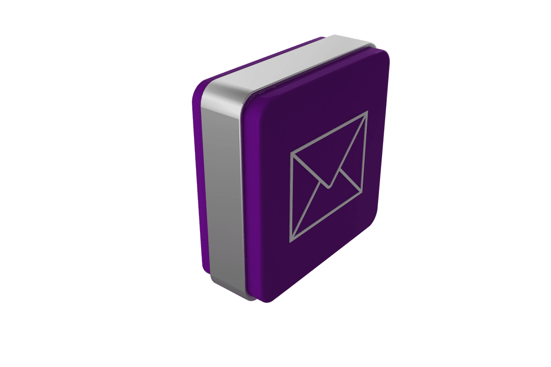 Purple Cube with Envelope on Transparent Background
