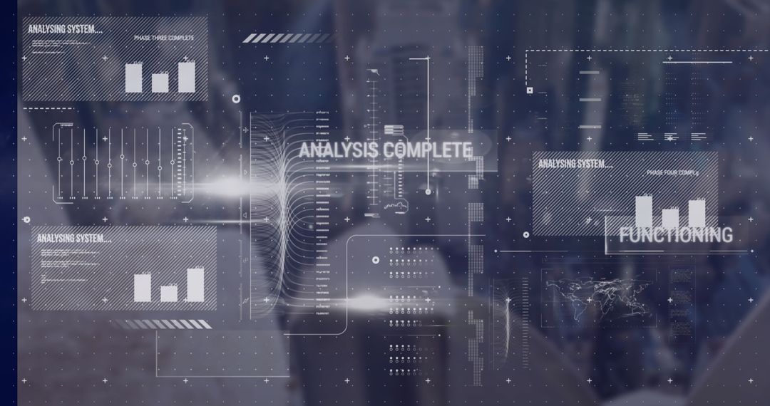Digital Data Analysis Over Cityscape Conceptual Background