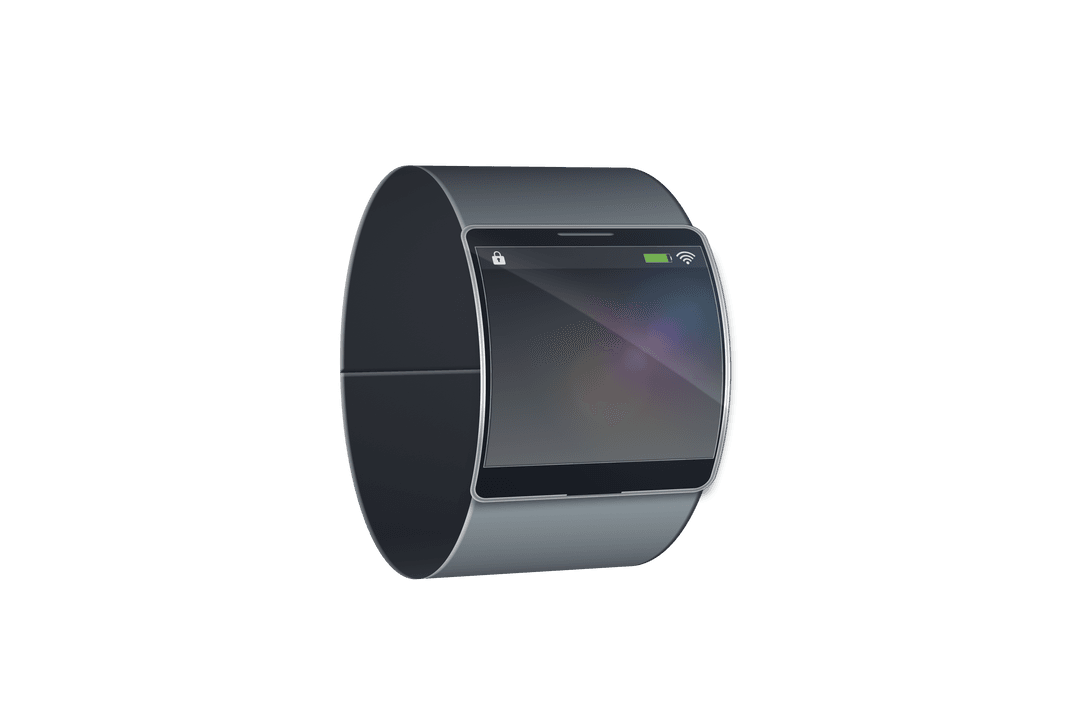 Transparent Futuristic Black Smartwatch with High-Tech Display