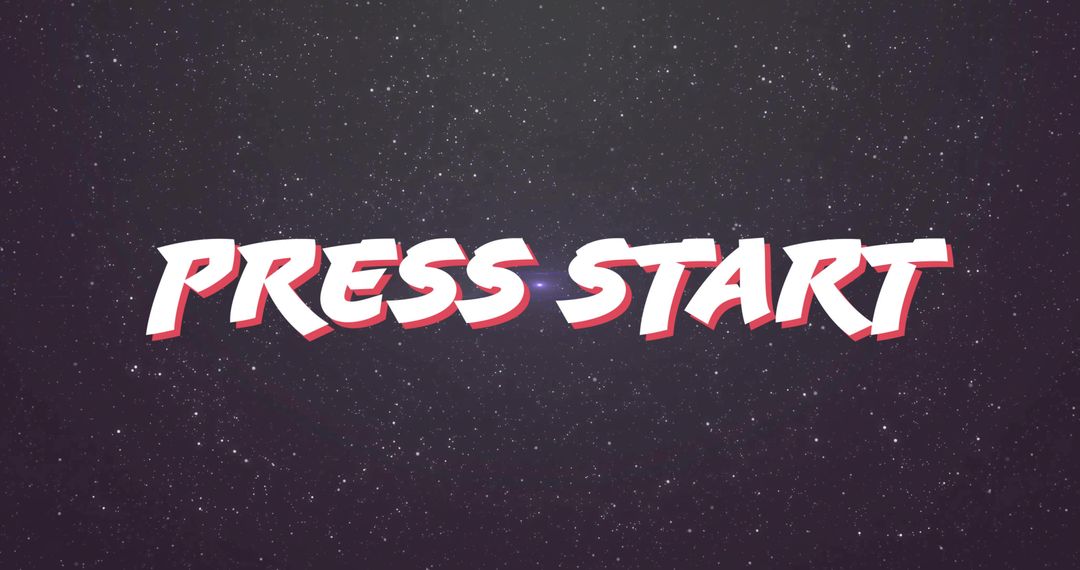 Stylized Press Start Text Hovering Over Starry Backdrop