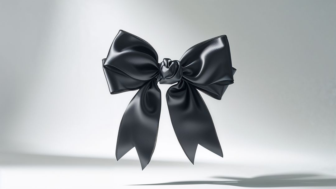 Elegant Black Satin Ribbon Bow With Gradient Background