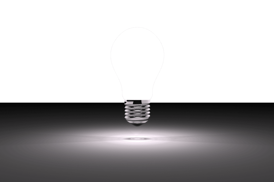 Floating Light Bulb with Soft Glowing Illumination on Transparent Background