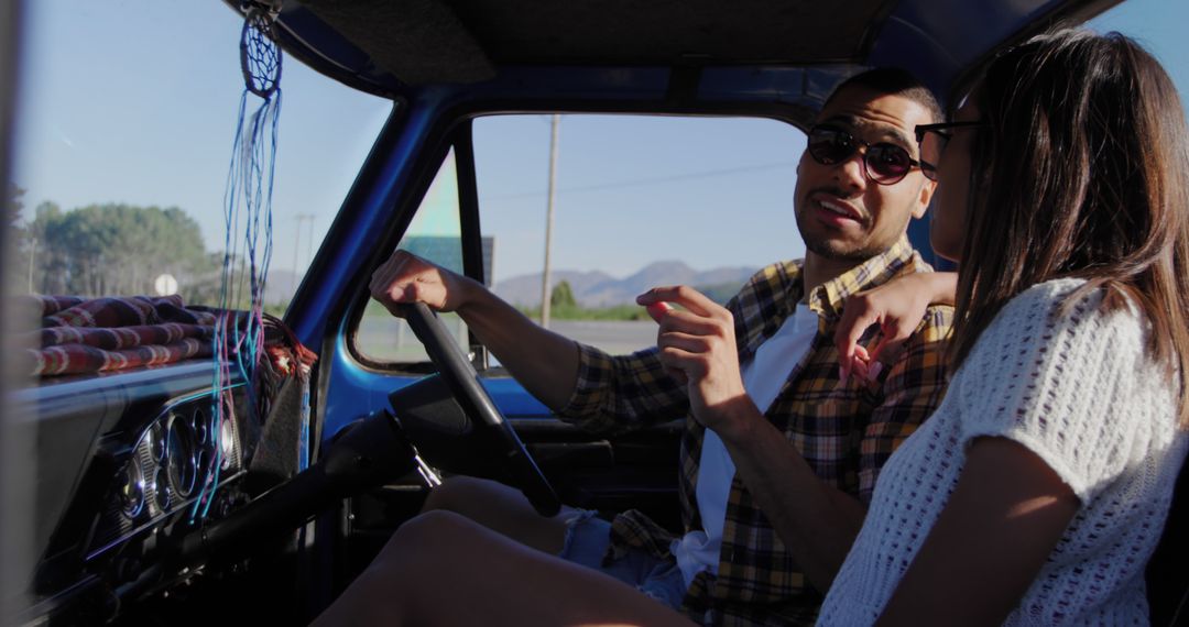 Couple Relaxing Together in Car on a Day Trip