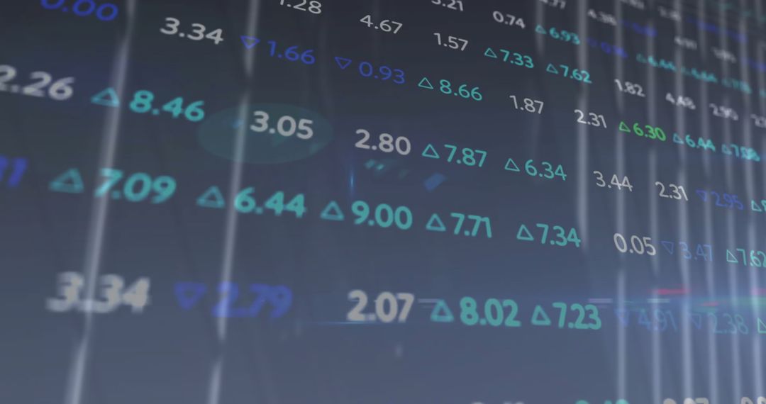 Dynamic Financial Data on Glowing Digital Screen