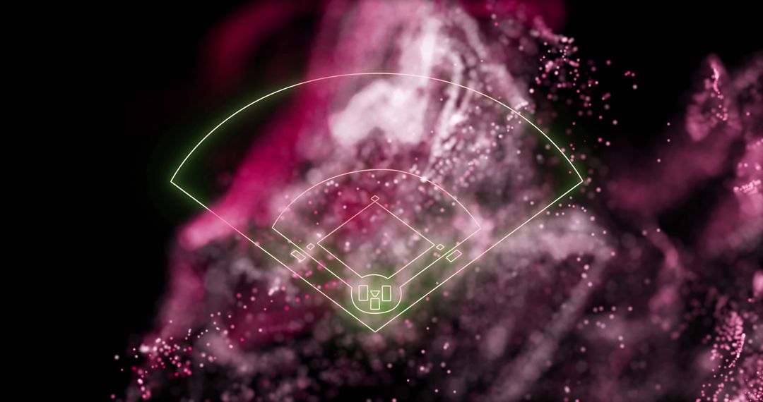 Abstract Baseball Field Diagram with Dynamic Pink Background