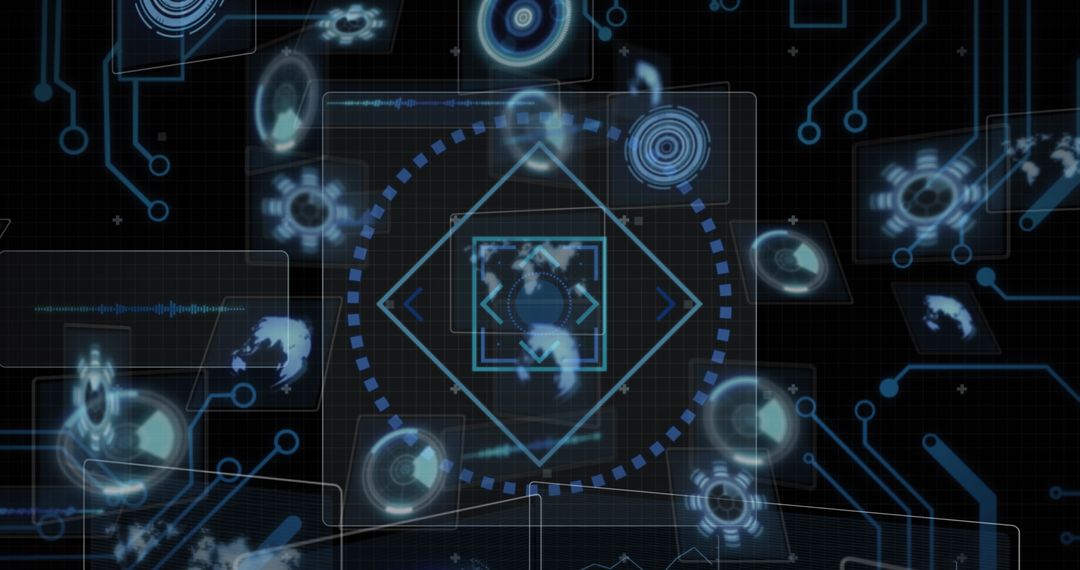 Futuristic Digital Interface with Holographic Data