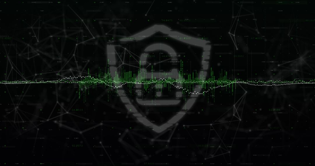 Digital Lock Icon Over Circuit Network Visualization