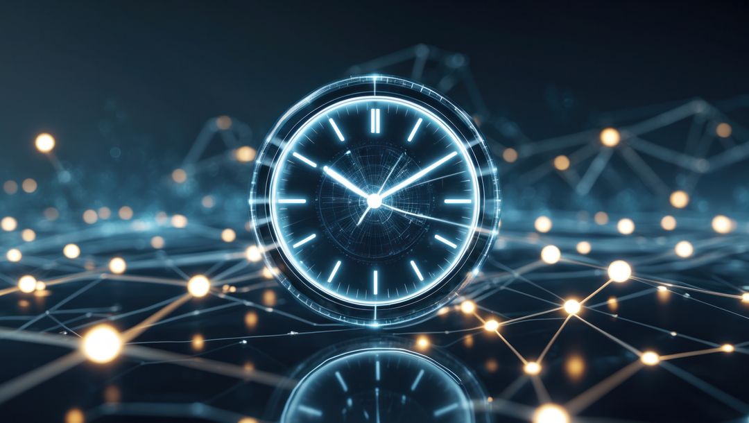 Holographic Clock with Futuristic Digital Network Design