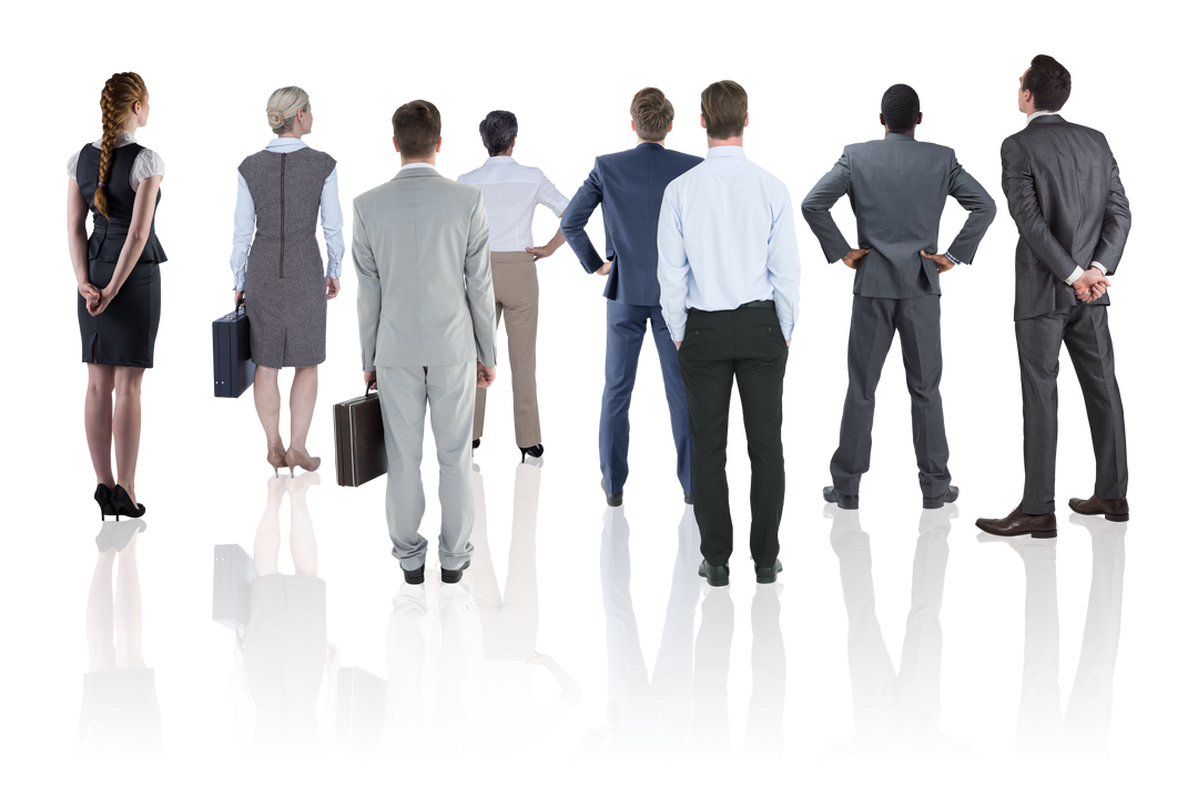 Back View of Diverse Business Team on Transparent Background for Office Setup - Download Free Stock Images Pikwizard.com