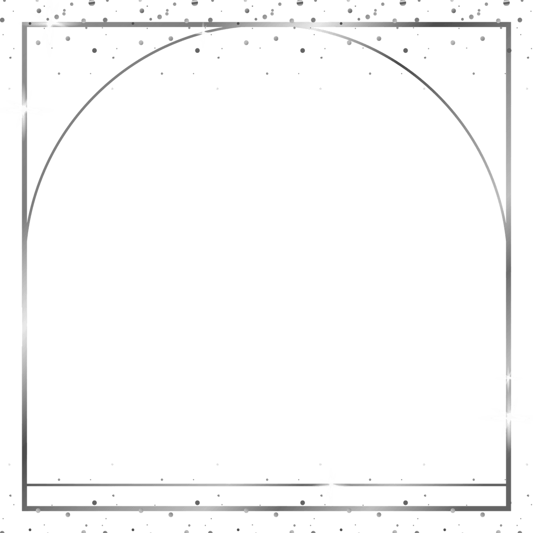 Elegant Silver Arched Frame with Sparkles on Transparent Background