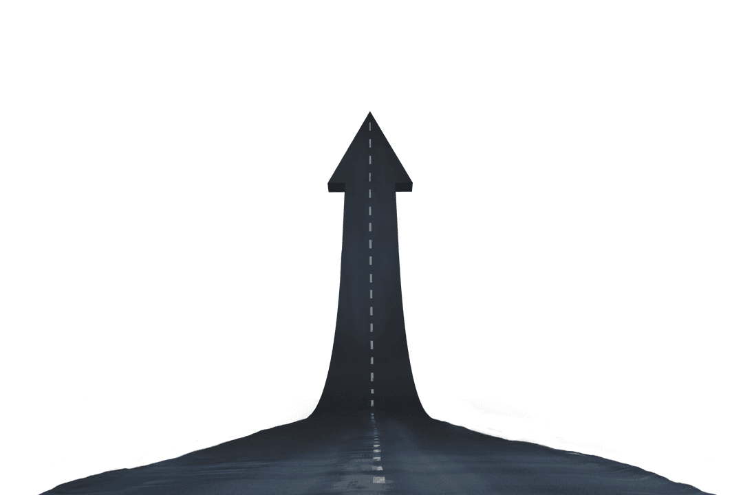 Arrow Shaped Road Symbolizing Success on Transparent Background