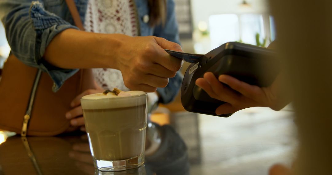 Person Making Contactless Payment in Coffee Shop - Free Images, Stock Photos and Pictures on Pikwizard.com