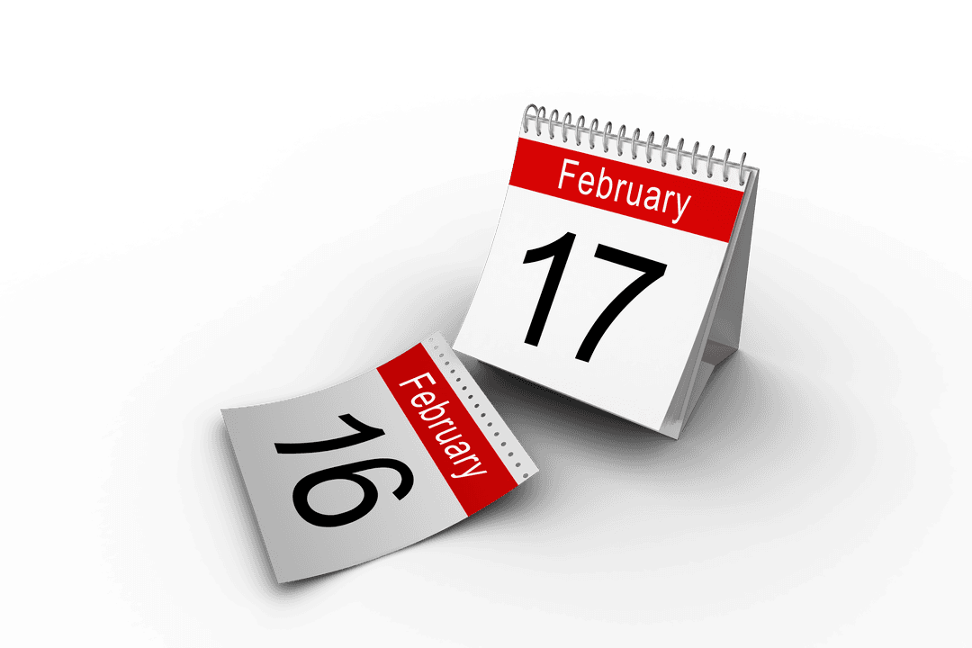 Transparent February Desk Calendar Showing 17th Date