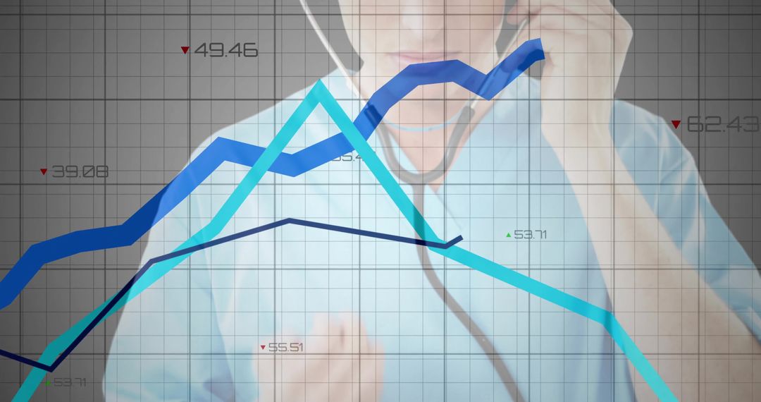 Medical Professional Analyzing Health Data with Stethoscope and Graphs