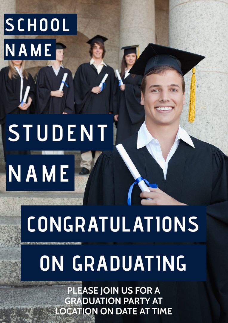 Graduating Student Holding Diploma with Cap and Gown