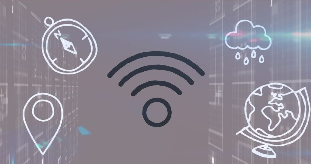 Wireless Connectivity Icons and Digital Interface Concepts