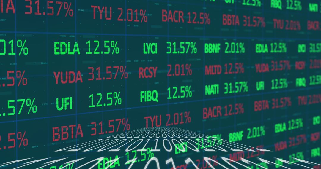 Digital Data Streaming on Stock Market Display Screen