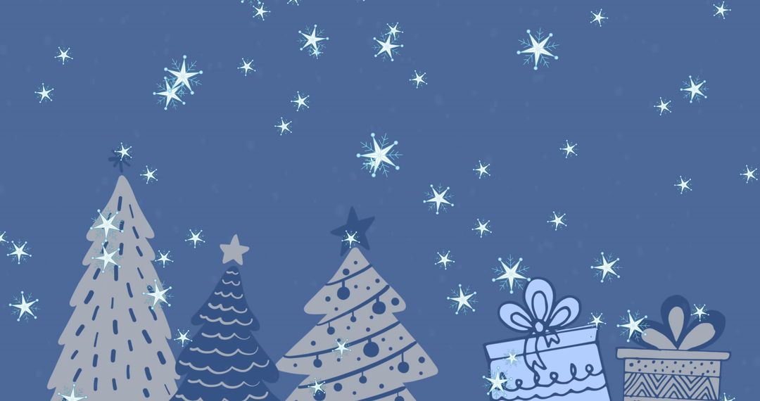 Festive Christmas Trees and Glowing Stars Background
