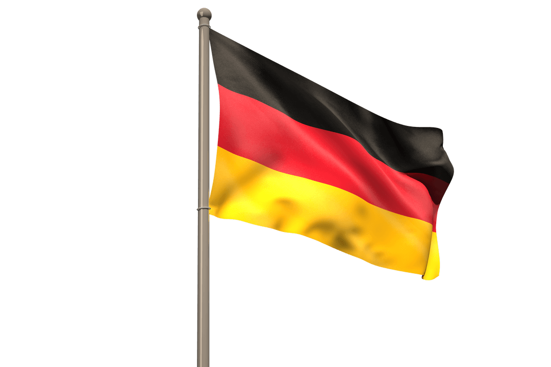 Waving German Flag on Transparent Background, Symbol of National Pride