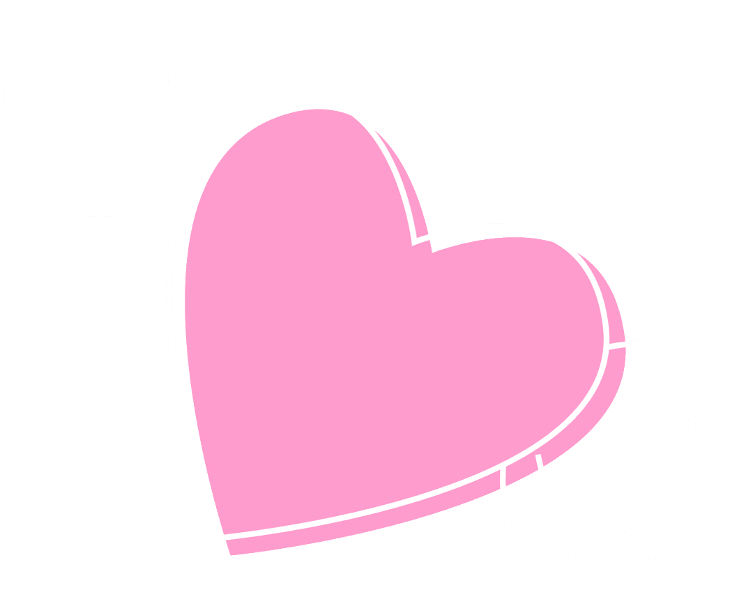Pink Heart with White Wings on Transparent Background