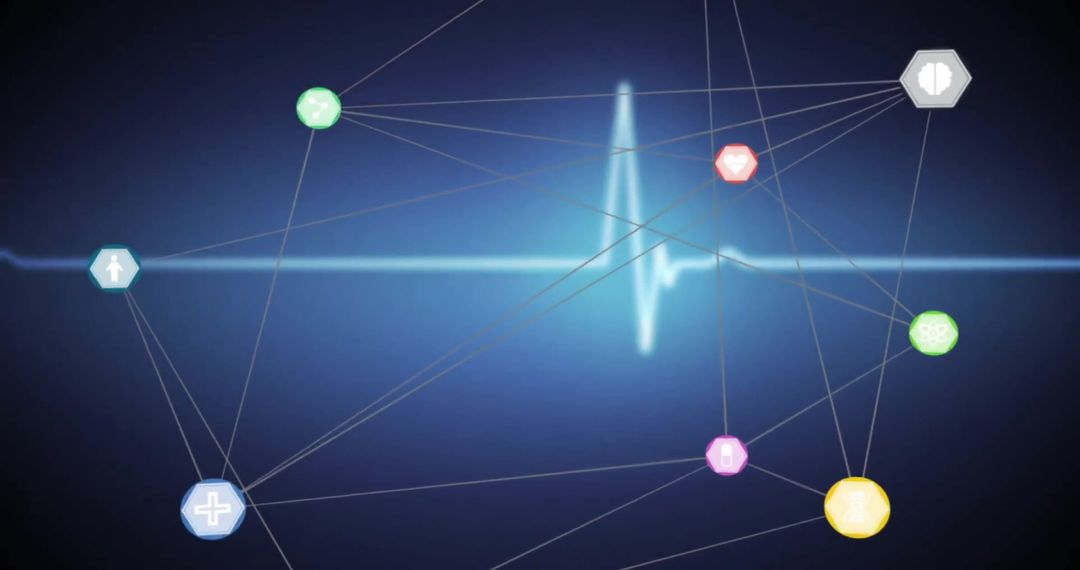 Digital Connections Network over Cardiograph Background
