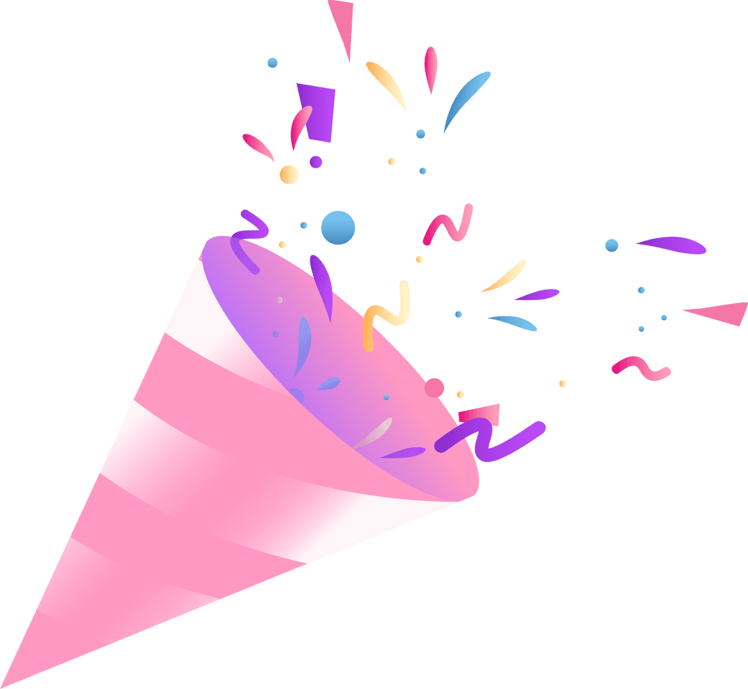 Transparent Party Popper Popping Confetti in Dynamic Celebration Design